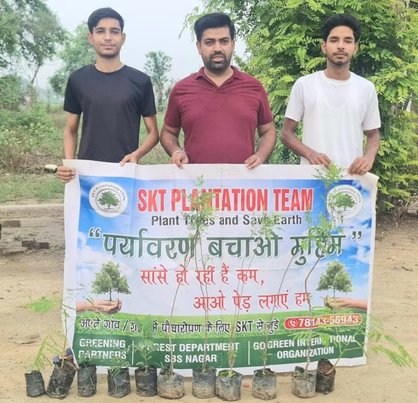 Young people planted saplings at village Gohalron under the environmental protection campaign of SKT plantation team